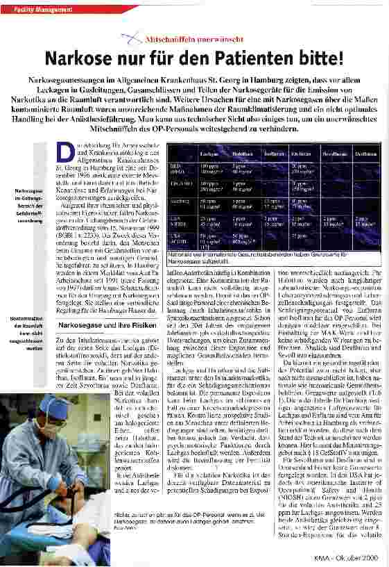 Vorschauseite 1: Narkose nur für den Patienten bitte!