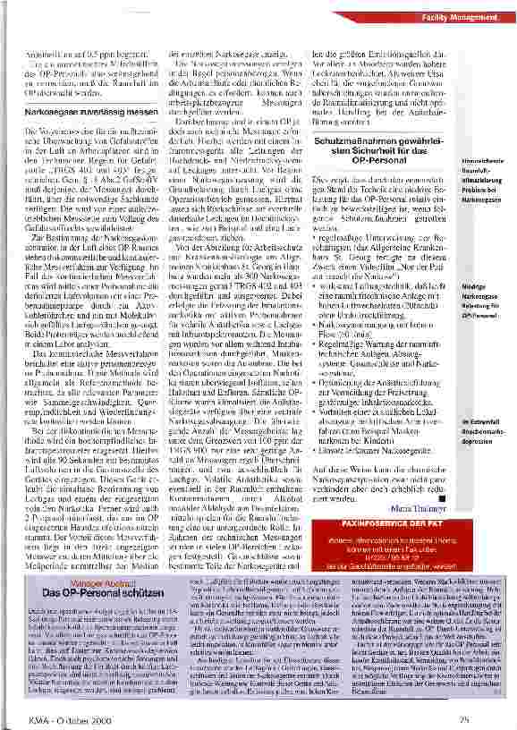 Vorschauseite 2: Narkose nur für den Patienten bitte!
