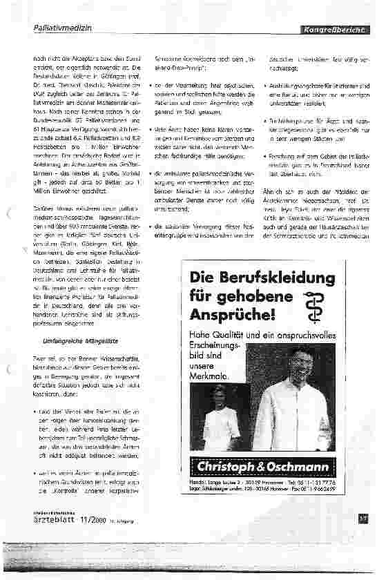 Vorschauseite 2: Deutliche Kongreßsignale aus Göttingen:Defizite in der Palliativmedizin zwingen zum Umdenken und Handeln