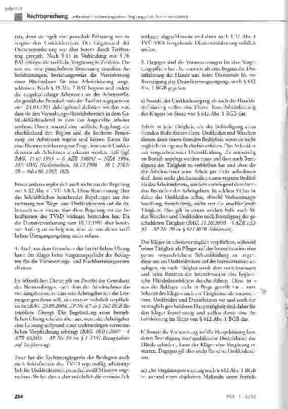 Vorschauseite 3: Umkleidezeit - Vorbereitungszeiten - Vergütungspflicht (hier: Intensivstation)