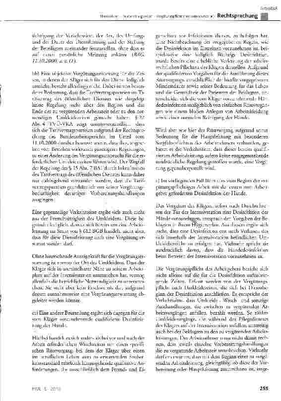 Vorschauseite 4: Umkleidezeit - Vorbereitungszeiten - Vergütungspflicht (hier: Intensivstation)