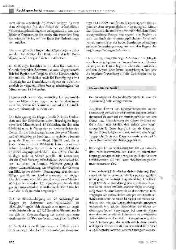 Vorschauseite 5: Umkleidezeit - Vorbereitungszeiten - Vergütungspflicht (hier: Intensivstation)