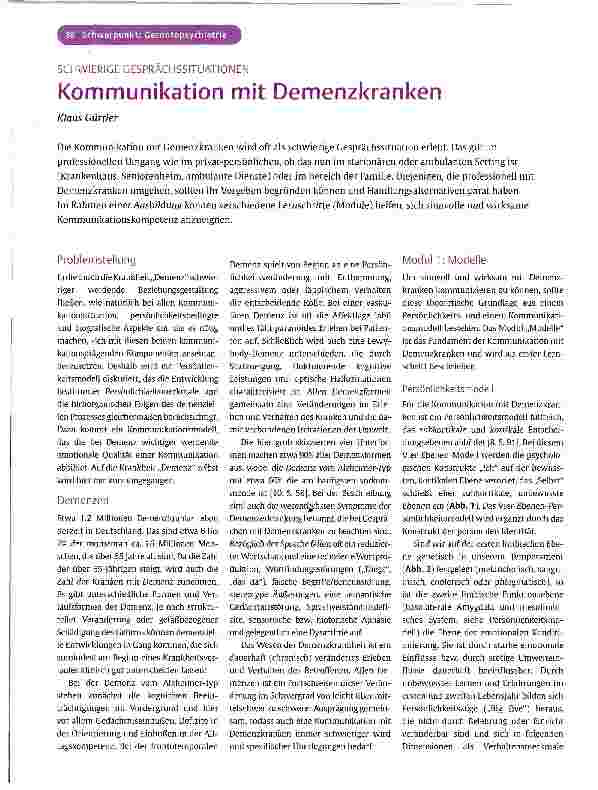 Vorschauseite 1: Kommunikation mit Demenzkranken