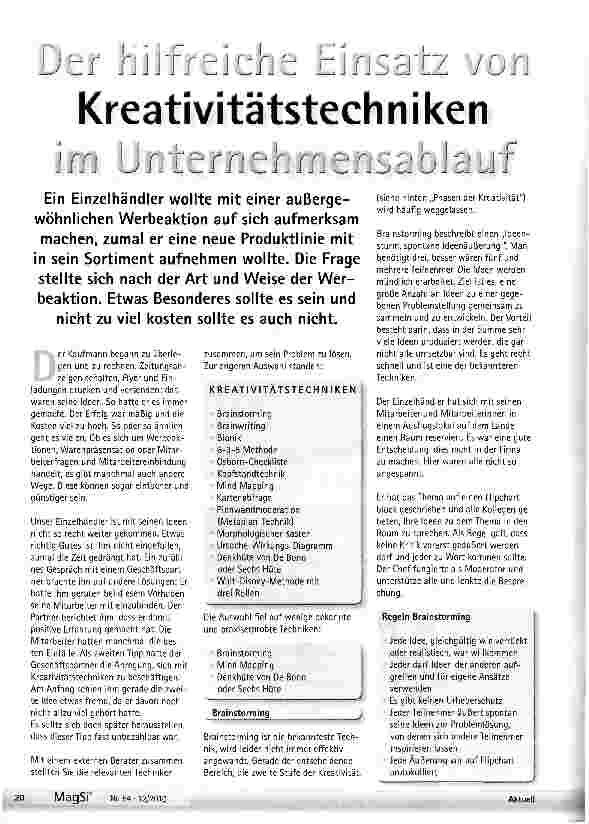 Vorschauseite 1: Der hilfreiche Einsatz von Kreativitätstechniken im Unternehmensablauf