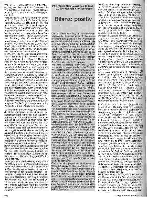 Vorschauseite 2: Die menschliche Atmosphäre im Krankenhaus muß spürbar erhalten bleiben