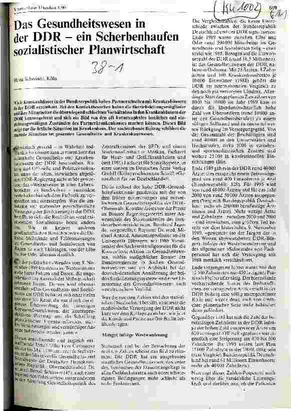 Vorschauseite 1: Das Gesundheitswesen in der DDR - ein Scherbenhaufen sozialistischer Planwirtschaft