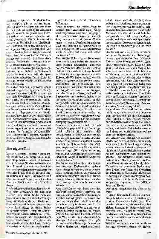 Vorschauseite 2: Wie gehen wir mit dem Sterben um? Gedanken zur Gestaltung des Begleitens Sterbender