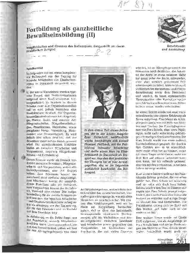 Vorschauseite 1: Fortbildung als ganzheitliche Bewußtseinsbildung (II)