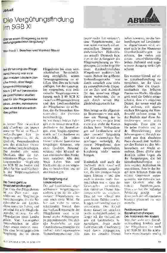 Vorschauseite 1: Die Vergütungsfindung im SGB XI Gibt es einen Königsweg zu einer Leistungsgerechten Vergütung?