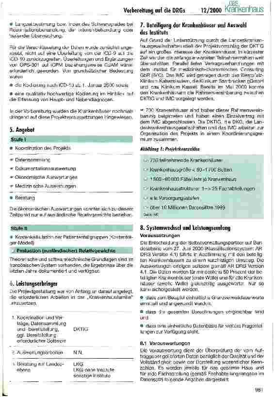 Vorschauseite 2: Vorbereitung von Krankenhäusern auf die DRGs