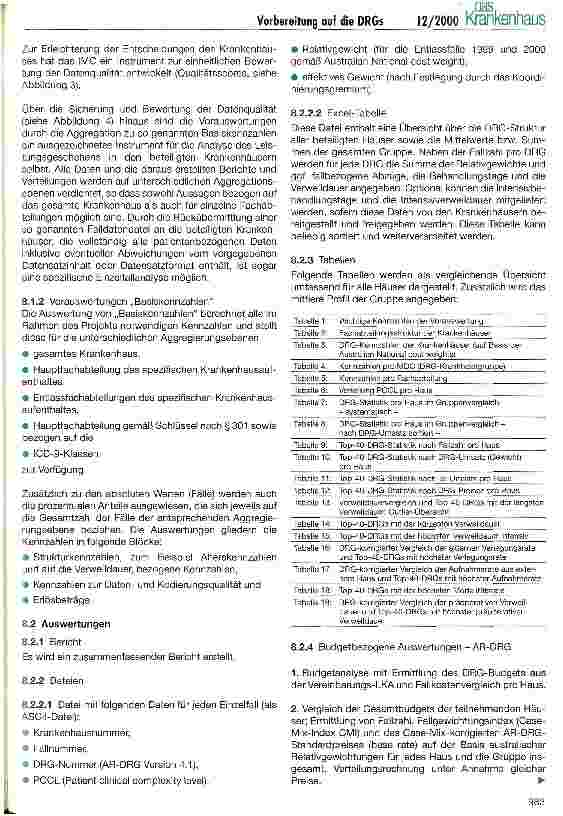 Vorschauseite 4: Vorbereitung von Krankenhäusern auf die DRGs