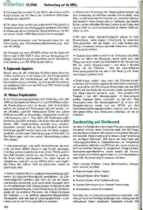 Vorschauseite 5: Vorbereitung von Krankenhäusern auf die DRGs