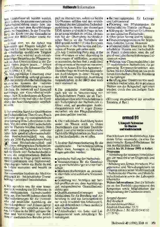 Vorschauseite 2: Aus der Erklärung der freiwilligen Direktorenkonferenz der medizinischen Fachschulen