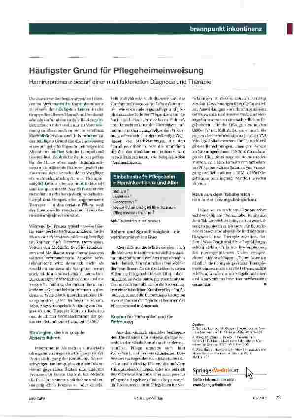 Vorschauseite 1: Häufigster Grund für Pflegeheimeinweisung