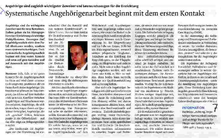 Vorschauseite 1: Systematische Angehörigenarbeit beginnt mit dem ersten Kontakt