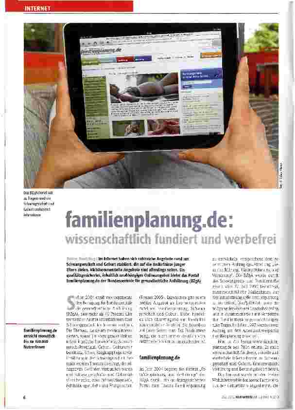 Vorschauseite 1: familienplanung. de: wissenschaftlich fundiert und werbefrei