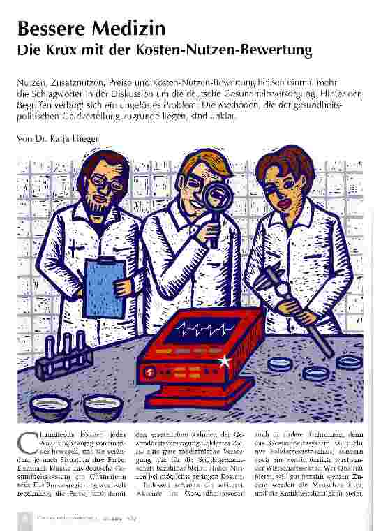 Vorschauseite 1: Bessere MedizinDie Krux mit der Kosten-Nutzen-Bewertung