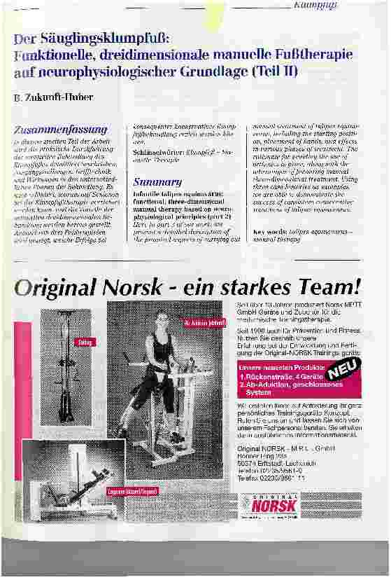Vorschauseite 1: Der Säuglingsklumpfuß: Funktionelle, dreidimensionale manuelle Fußtherapieauf neurophysiologischer Grundlage (Teil II)