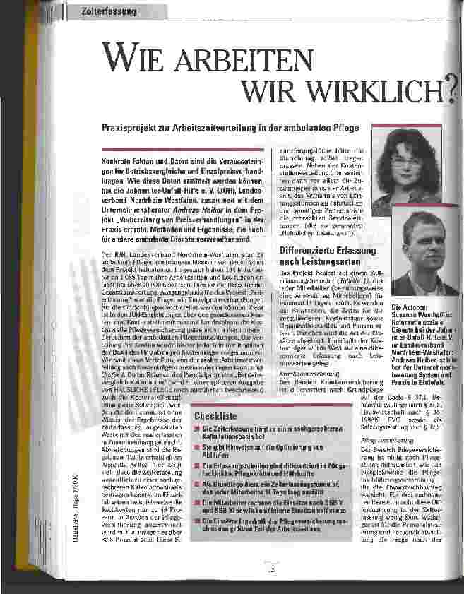 Vorschauseite 1: Wie arbeiten wir wirklich? Praxisprojekt zur Arbeitszeitverteilung in der ambulanten Pflege