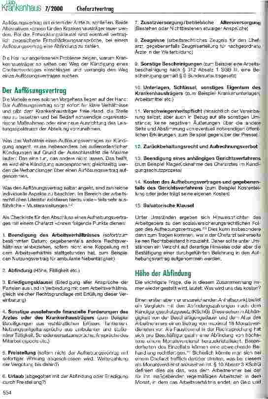 Vorschauseite 5: Die vorzeitige Beendigung des Chefarztvertrags