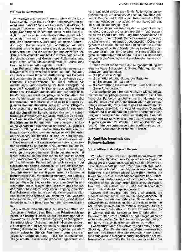 Vorschauseite 3: Rollenverhalten und Konflikte innerhalb des Rollenverhaltens, dargestellt am Beispiel der Gemeindekrankenschwester