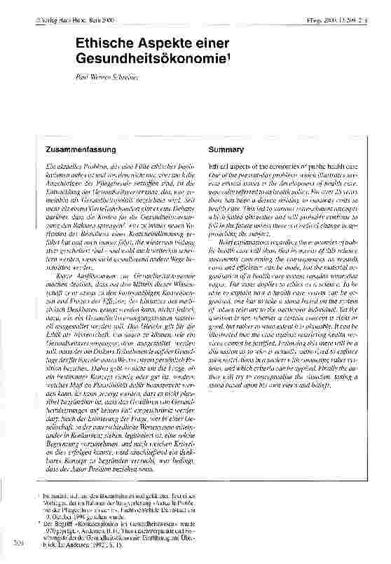 Vorschauseite 1: Ethische Aspekte einer Gesundheitsökonomie