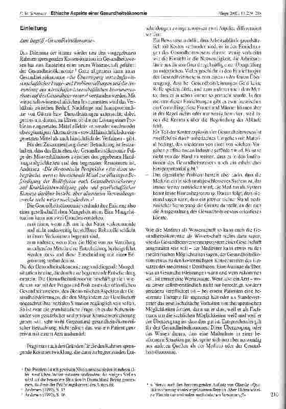 Vorschauseite 2: Ethische Aspekte einer Gesundheitsökonomie