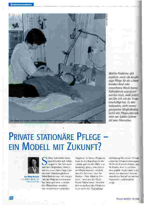 Vorschauseite 1: Private stationäre Pflege - ein Modell mit Zukunft?