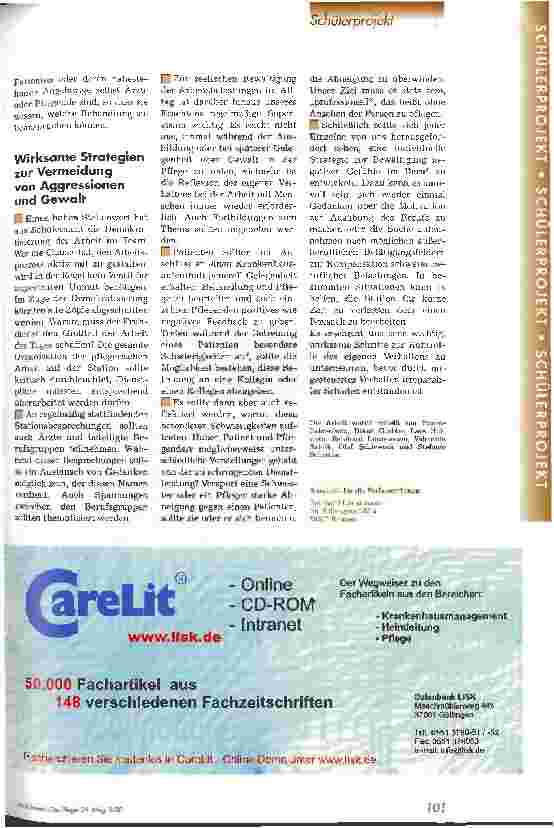Vorschauseite 3: Gewalt und Gewaltvorbeugung in der Pflege Aus Schülersicht