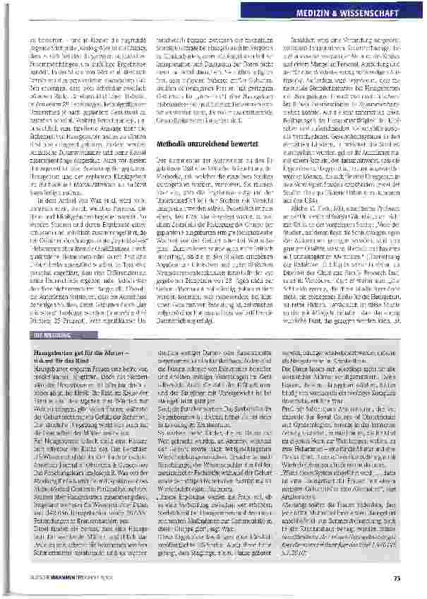 Vorschauseite 2: Metaanalyse zum Risiko der Hausgeburt