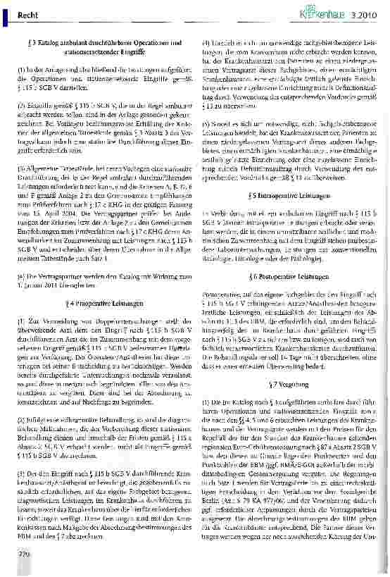 Vorschauseite 2: Vertrag nach § 115 b Absatz 1 SGB V - Ambulantes Operieren und Stationsersetzende Eingriffe im Krankenhaus - (AOP-Vertrag)