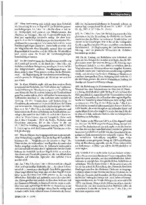 Vorschauseite 2: »Inanspruchnahme der Sozialhilfeleistungen«; Familienzusammenführung; Beurteilung von Einkünften bei der Gestattung einer Familienzusammenführung