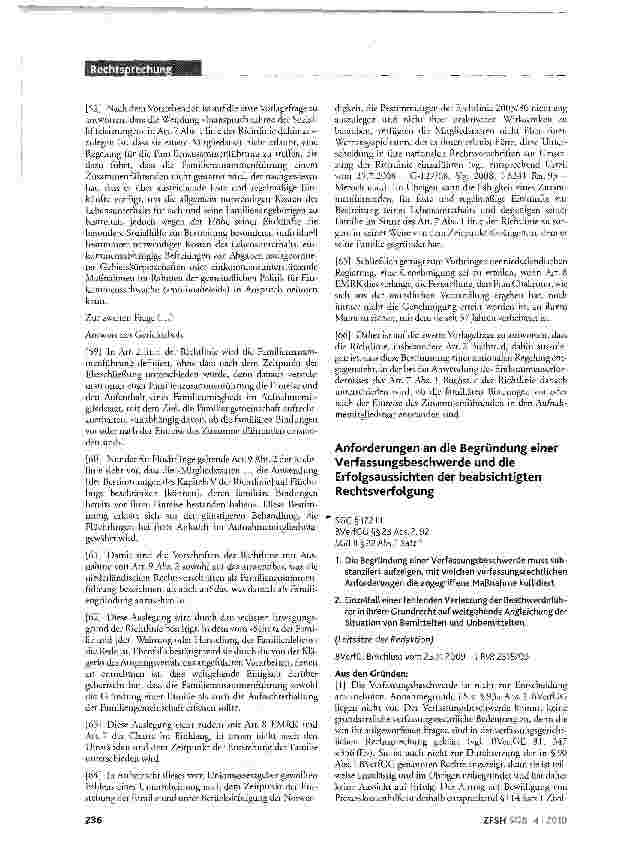 Vorschauseite 3: »Inanspruchnahme der Sozialhilfeleistungen«; Familienzusammenführung; Beurteilung von Einkünften bei der Gestattung einer Familienzusammenführung
