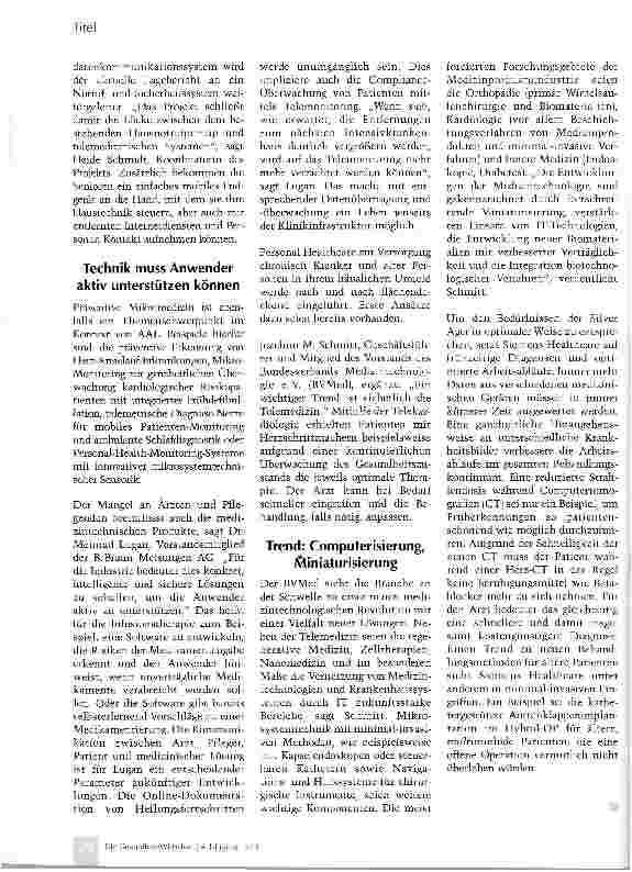 Vorschauseite 3: Medizintechnik bereitet den „Silver Agern den Weg