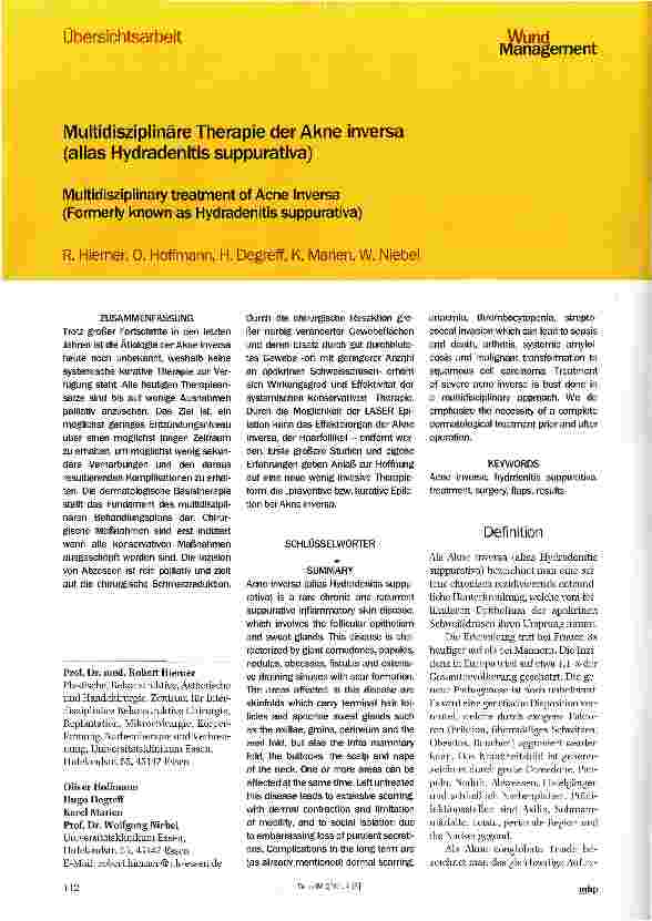 Vorschauseite 1: Multidisziplinäre Therapie der Akne inversa