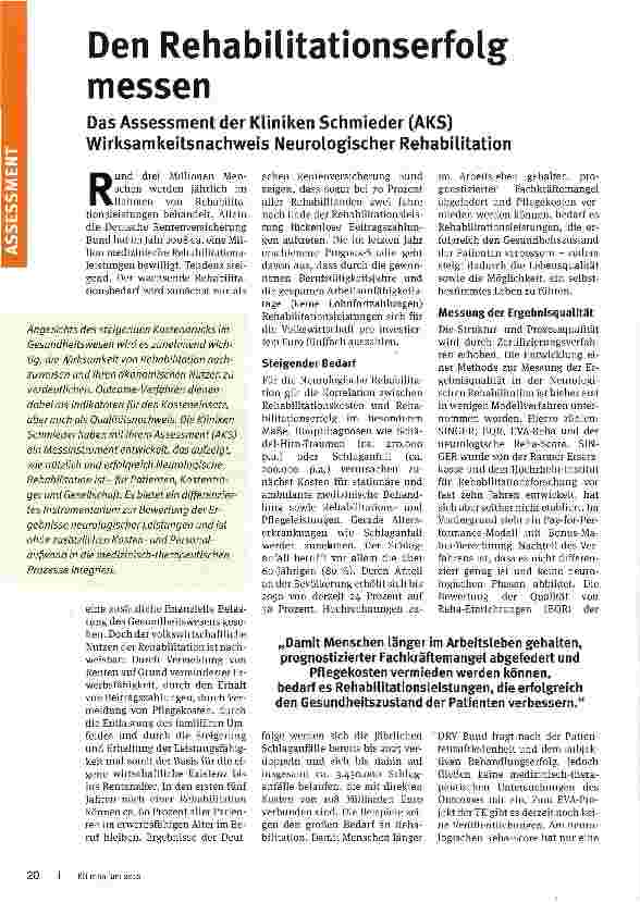 Vorschauseite 1: Den Rehabilitationserfolg messen