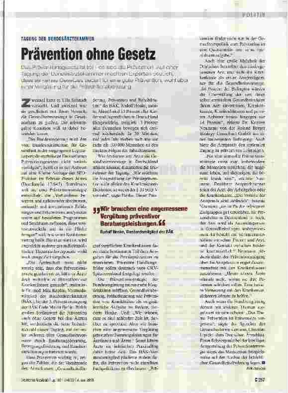 Vorschauseite 1: Prävention ohne Gesetz
