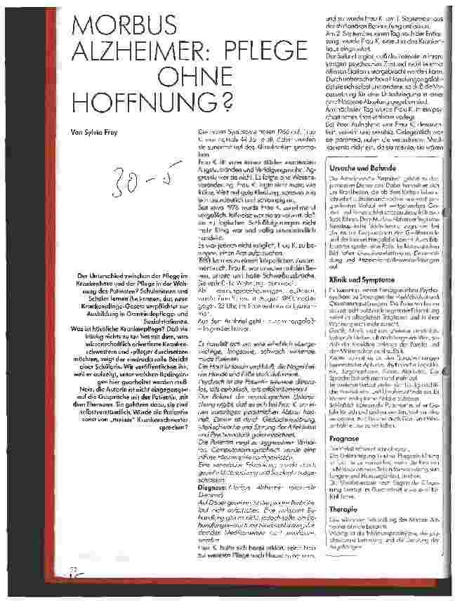 Vorschauseite 1: Morbus Alzheimer: Pflege ohne Hoffnung?
