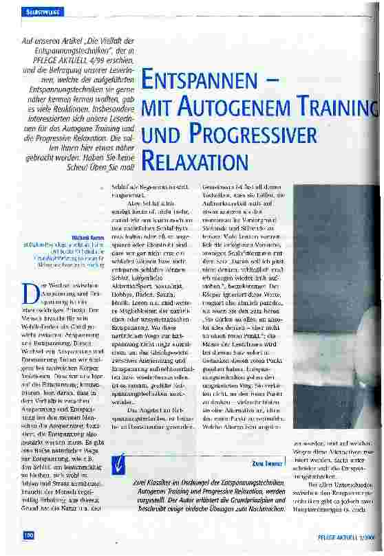 Vorschauseite 1: Entspannen - mit autogenem Training und progressiver Relaxation