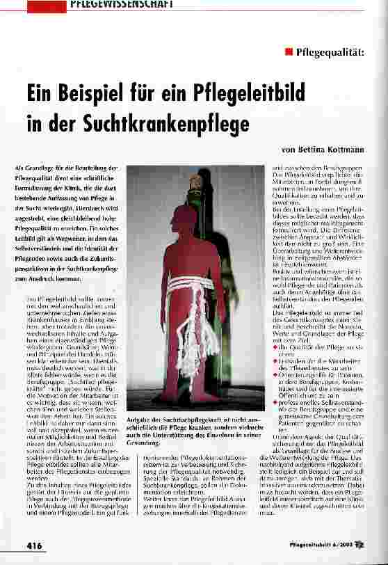 Vorschauseite 1: Ein Beispiel für ein Pflegeleitbild in der Suchtkrankenpflege