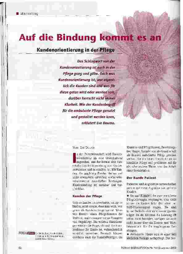 Vorschauseite 1: Auf die Bindung kommt es an Kundenorientierung in der Pflege