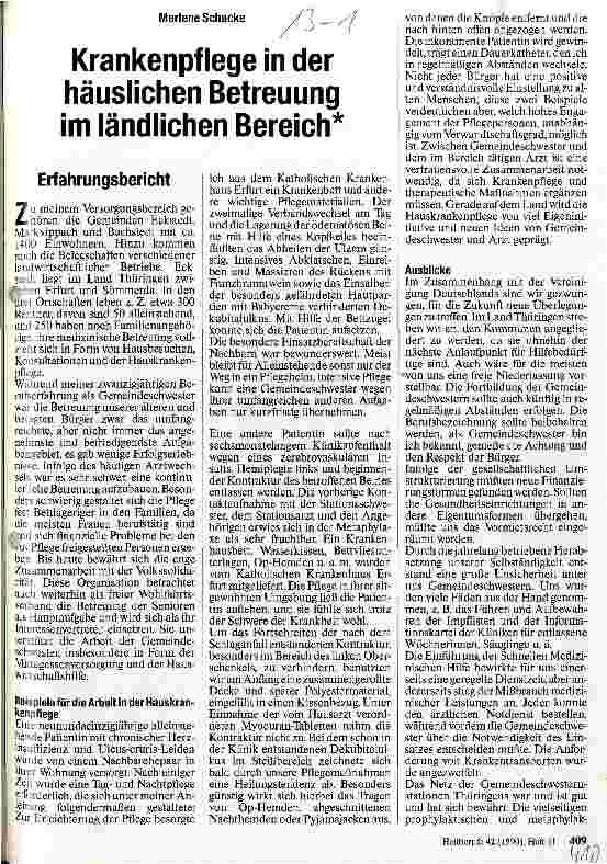 Vorschauseite 1: Krankenpflege in der häuslichen Betreuung im ländlichen Bereich
