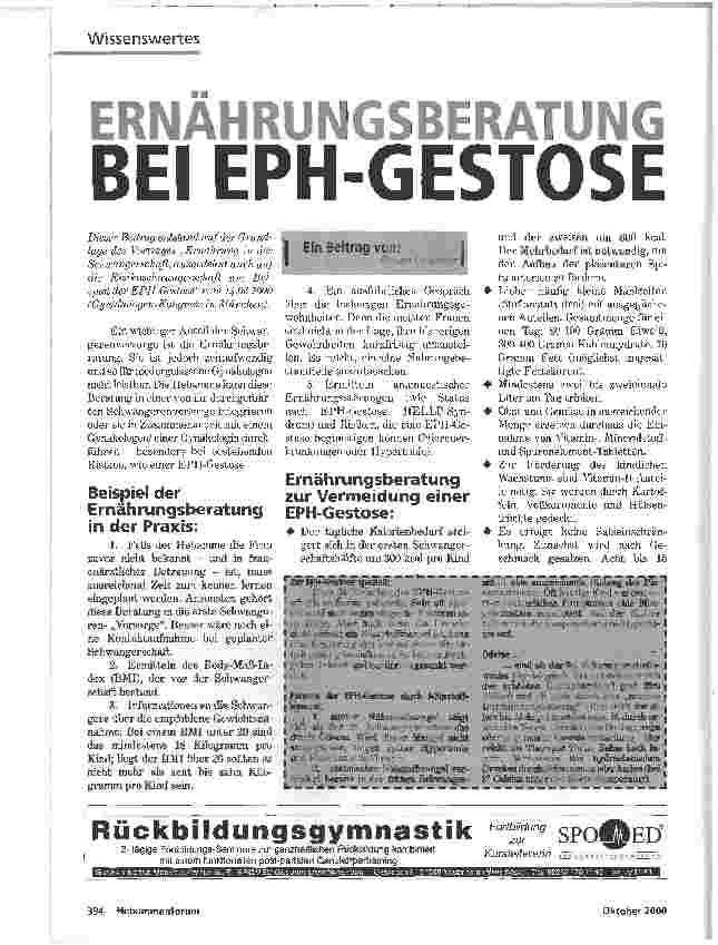 Vorschauseite 1: ERNÄHRUNGSBERATUNGBEIEPH-GESTOSE
