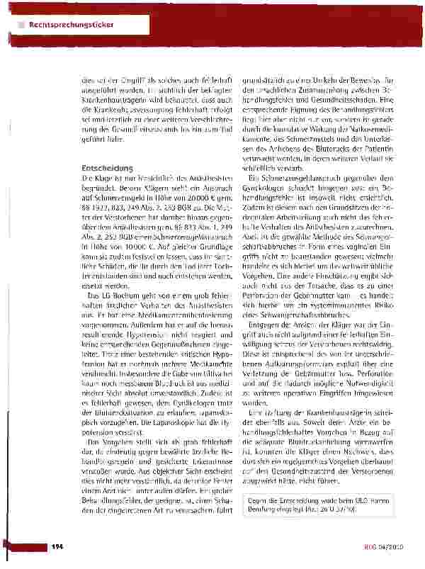 Vorschauseite 2: Horizontale Arbeitsteilung zwischen Anästhesisten und Gynäkologen bei einem Schwangerschaftsabbruch