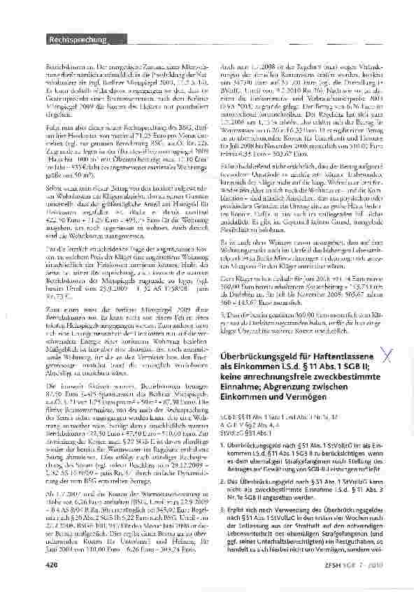 Vorschauseite 5: Selbst genutzte Eigentumswohnung; Zu berücksichtigendes Vermögen bei Bezug von ALG II; Angemessenheit der Unterkunftsund Heizkosten; Leistungen als Darlehen
