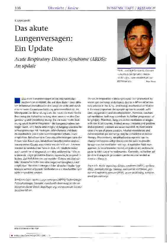 Vorschauseite 1: Das akute Lungenversagen: Ein Update
