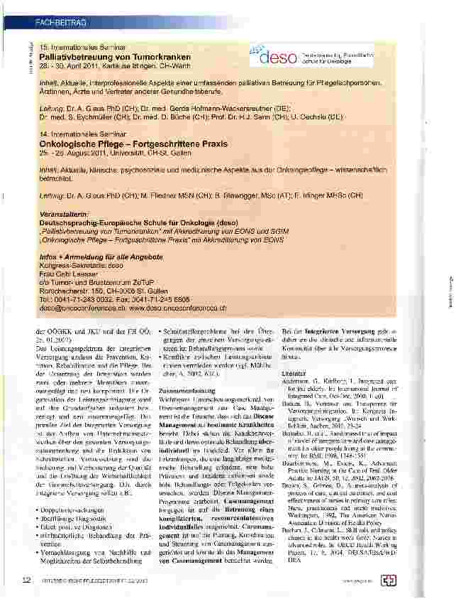 Vorschauseite 4: Integrierte Versorgung - Zukunftsfeld innovativer Pflegeaufgaben