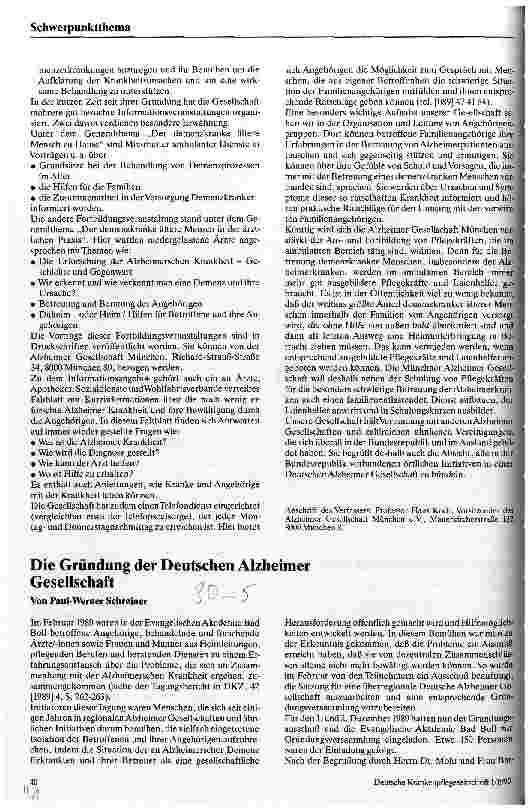 Vorschauseite 1: Alzheimer Gesellschaft Die Gründung der Deutschen Alzheimer Gesellschaft
