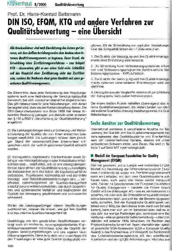 Vorschauseite 1: DIN ISO, EFQM, KTQ und andere Verfahren zur Qualitätsbewertung - eine Übersicht