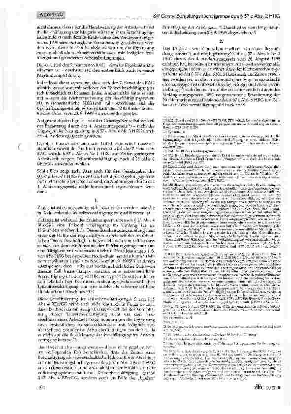 Vorschauseite 2: Erneut zur Frage der Anrechnung der Zeiten einer Beschäftigung als wissenschaftliche Hilfskraft (mit Abschluss) auf die Befristungshöchstgrenze des §57c Abs. 2 HRG